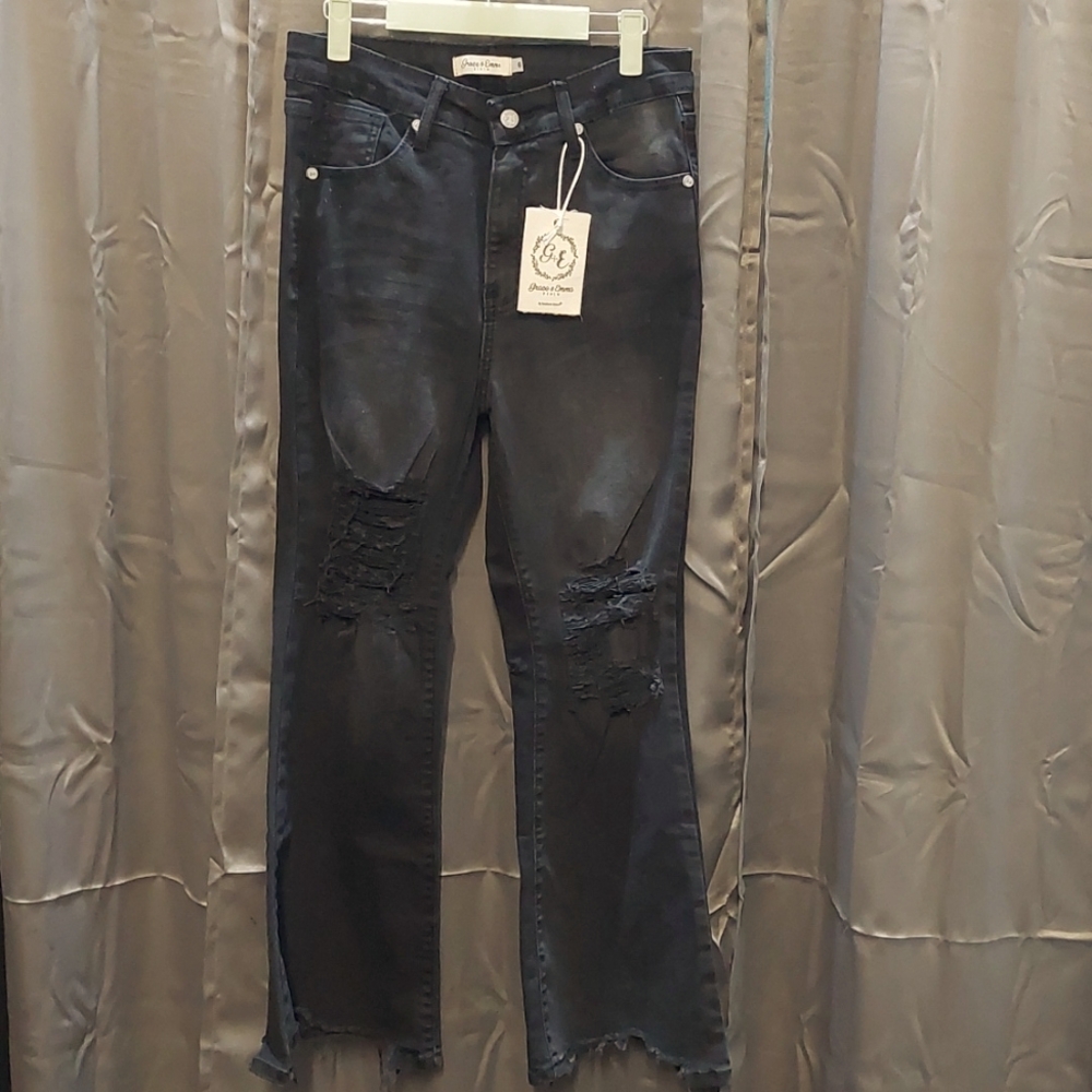 Grace & Emma distressed black jeans